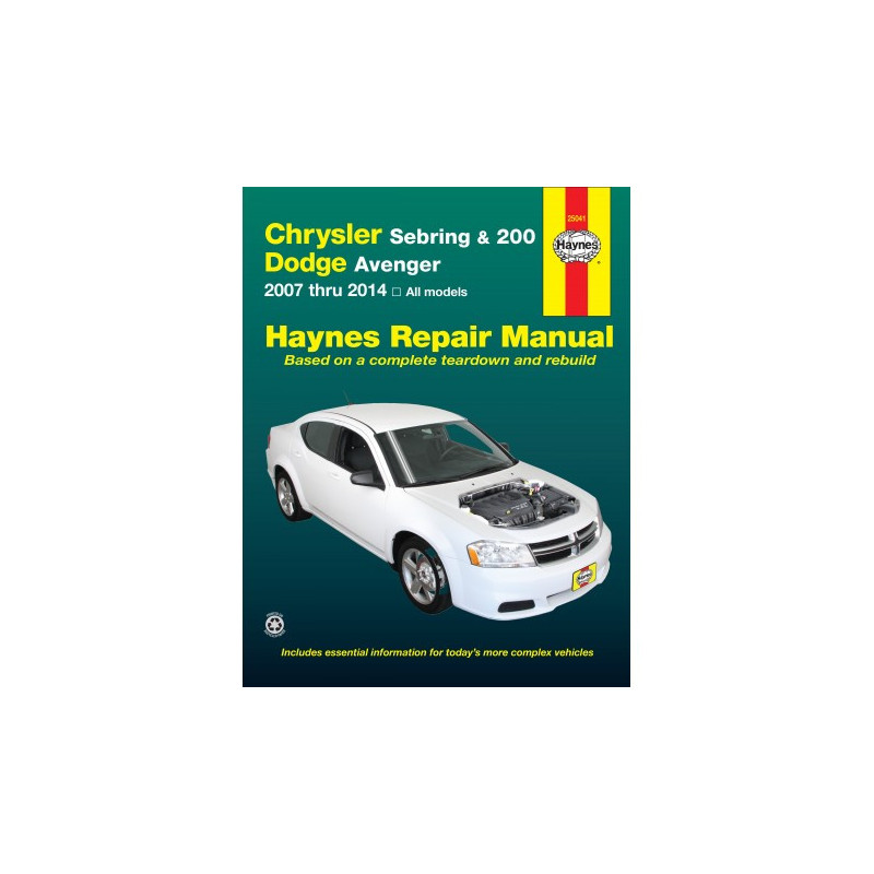 Chrysler Sebring and 200 and Dodge Avenger for 2007-2014 Haynes Repair Manual covering the Sebring Sedan (2007-2010