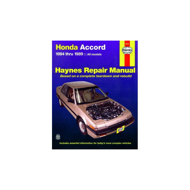 Honda Accord Haynes Repair Manual covering all Honda Accord 1.8L and 2.0L models from 1984 thru 1989