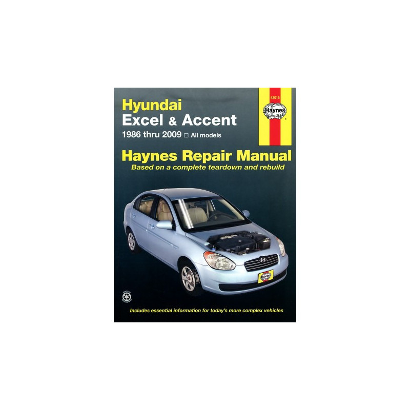 Hyundai Excel and Accent Haynes Repair Manual covering all models 1986 thru 2013