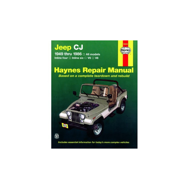 Jeep CJ Haynes Repair Manual covering all Jeep CJ models Scrambler Renegade. Laredo and Golden Eagle (1949 thru 198