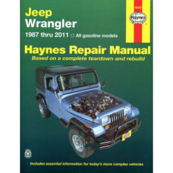 Jeep Wrangler Haynes Repair Manual Covering Jeep Wrangler models 4-cyl and 6-cyl 2WD and 4WD for 1987 thru 2011 (Do