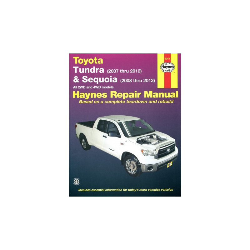 Toyota Tundra and Sequoia Haynes Repair Manual covering all 2WD and 4WD Tundra (2007 thru 2014) and Sequoia (2008 t