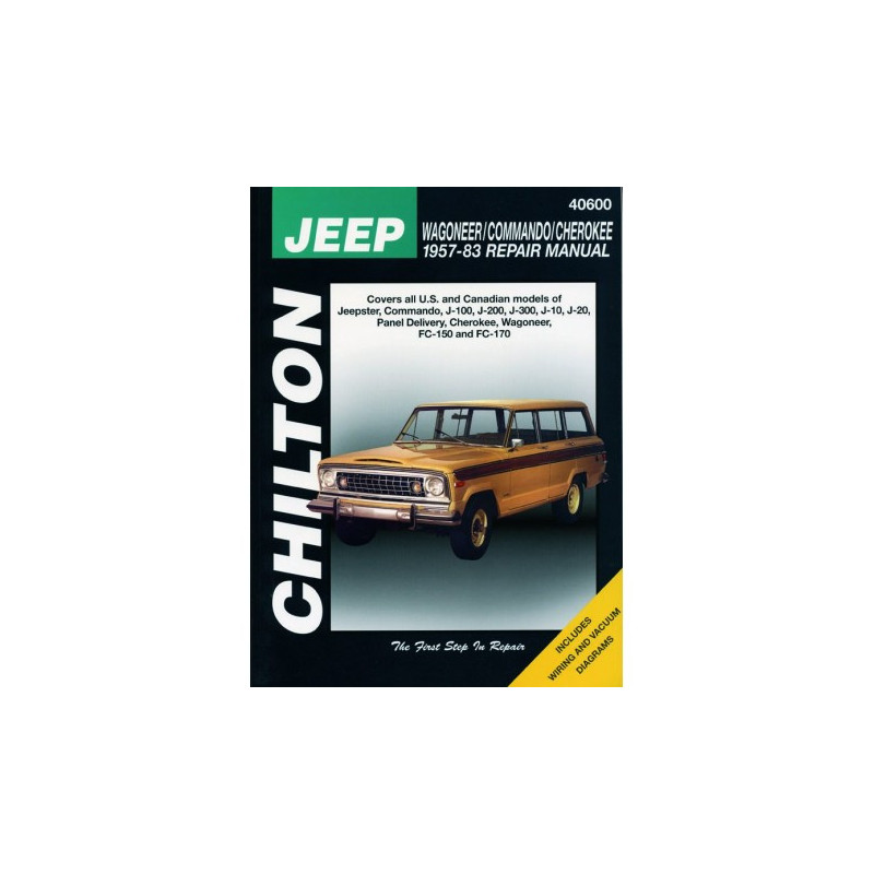 Jeep Chilton Repair Manual for 1957-83 covering all models of Jeepster Commando J-100 J-200 J-300 J-10 J-20 Panel D